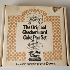 Vintage 1980s Checkerboard Cake Pan Set ~ Chicago Metallic ~ Made in USA